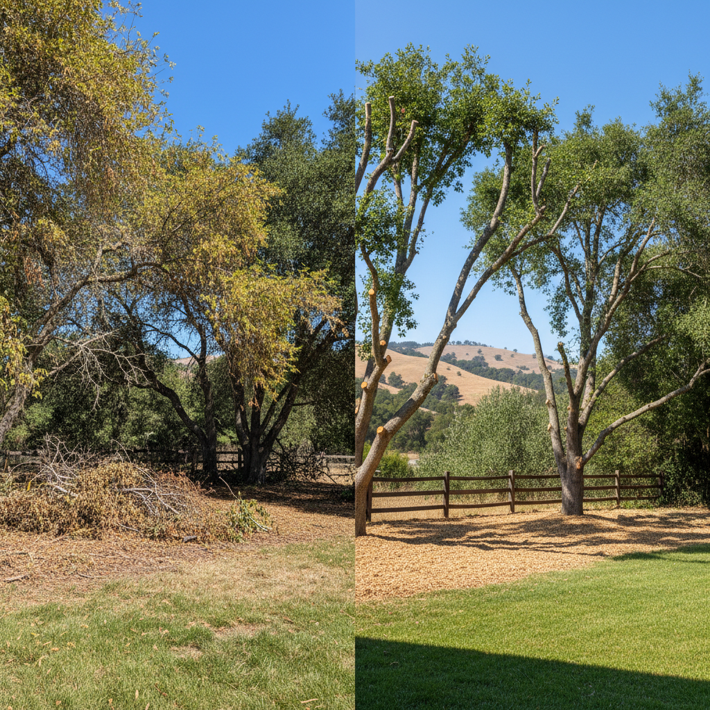 Completed tree trimming work at a residential property in Napa, CA