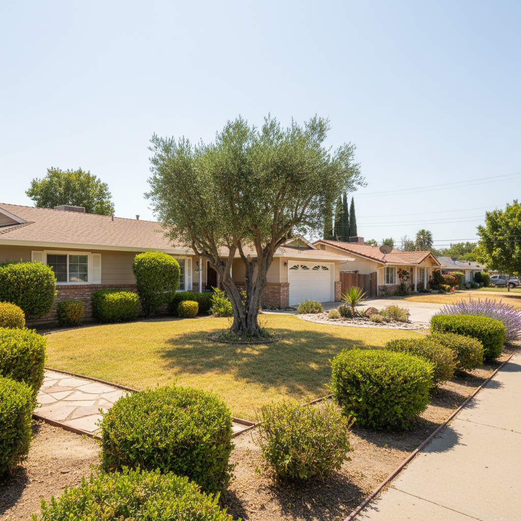 Completed shrub & bush trimming work at a residential property in Atwater, CA