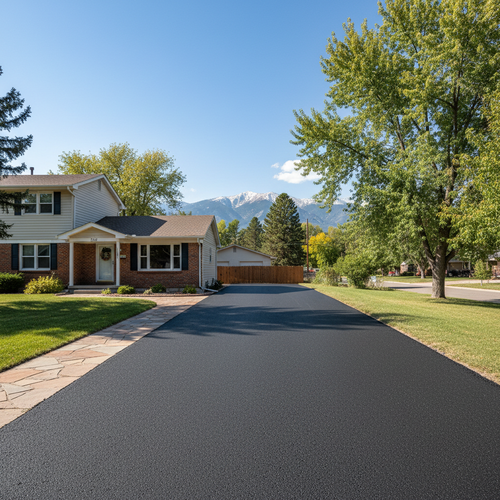 Completed driveway paving work at a residential property in Denver, CO
