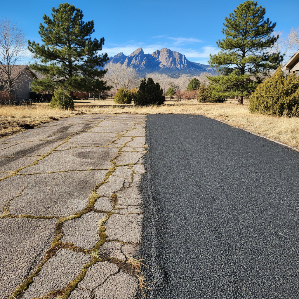 Completed asphalt milling work at a residential property in Boulder, CO