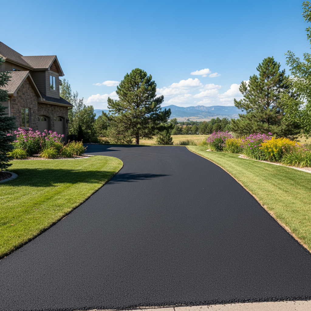 Completed asphalt paving work at a residential property in Lafayette, CO