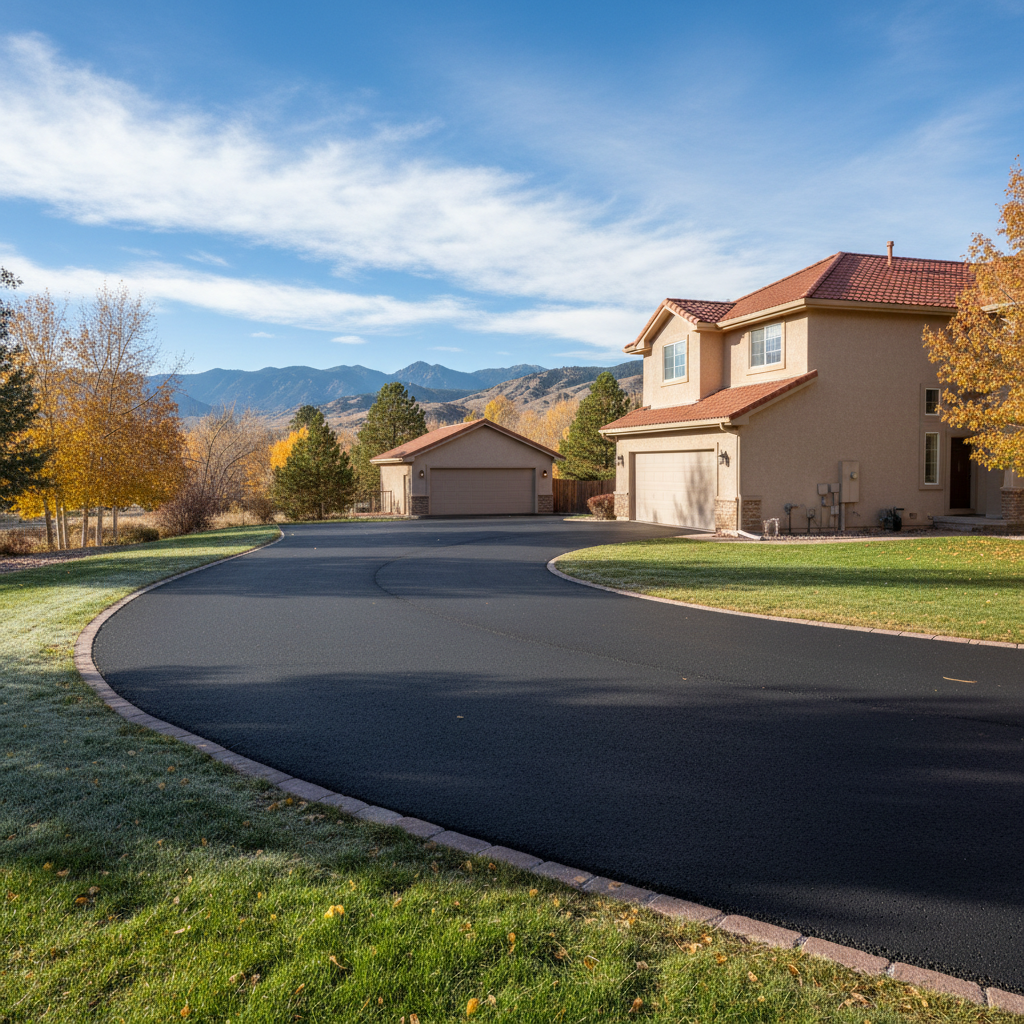 Completed parking lot paving work at a residential property in Westminster, CO