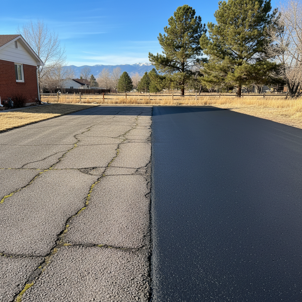 Completed slurry coating work at a residential property in Broomfield, CO