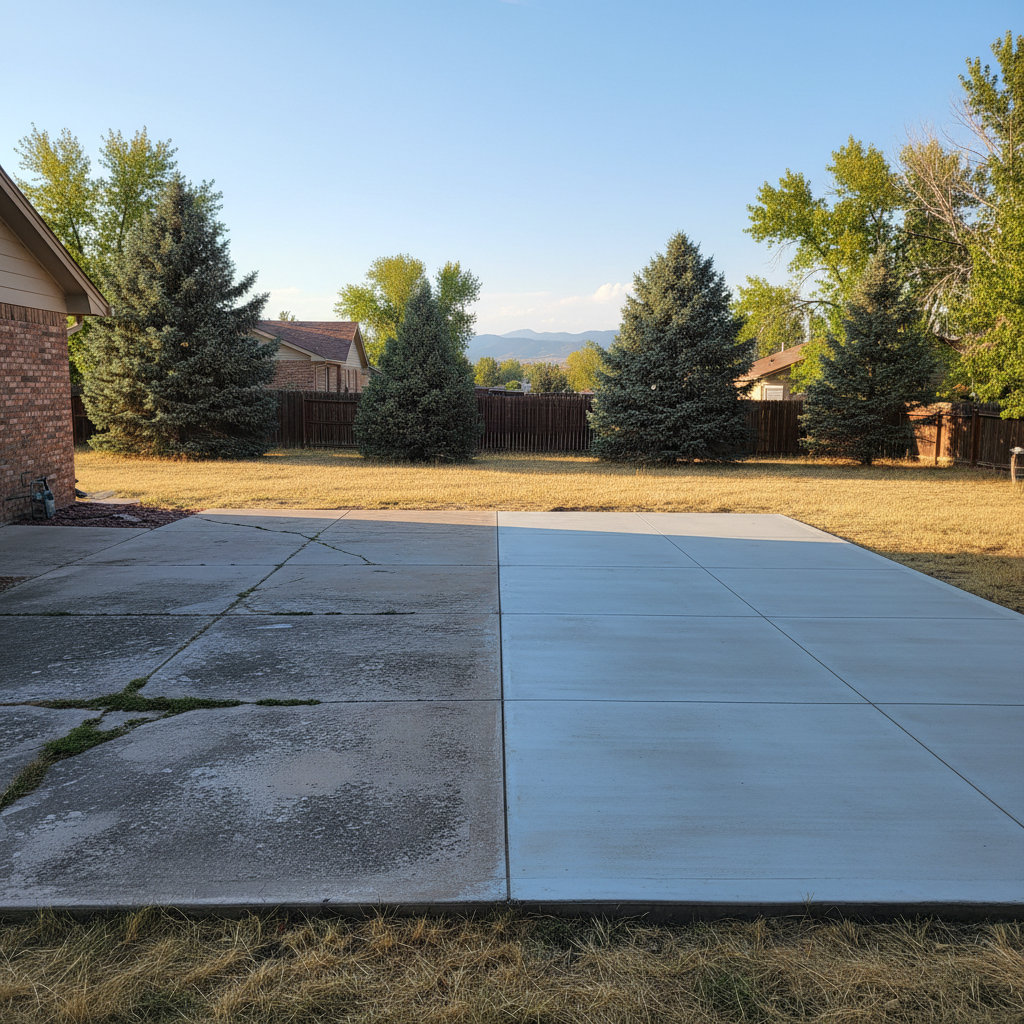 Completed concrete flatwork work at a residential property in Aurora, CO