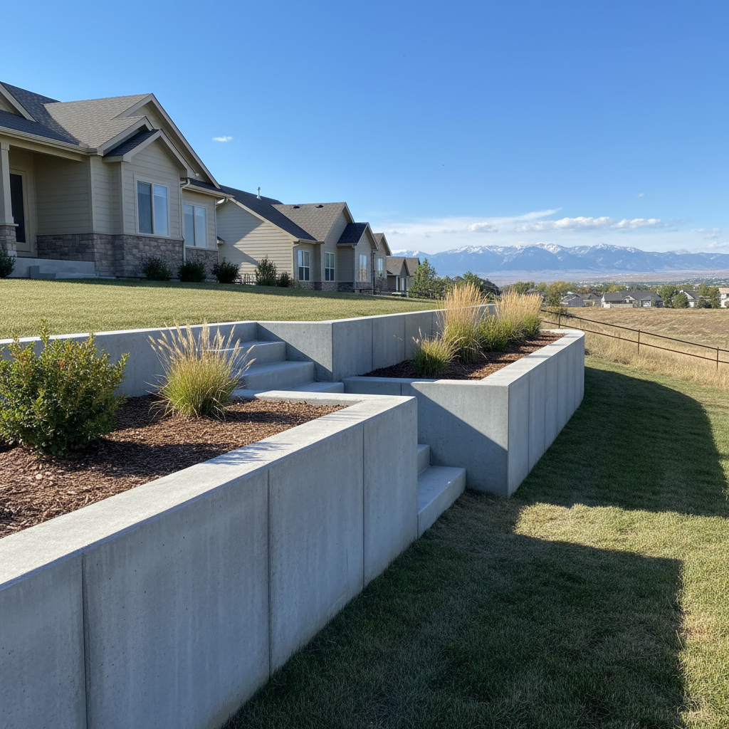 Completed concrete retaining walls work at a residential property in Westminster, CO