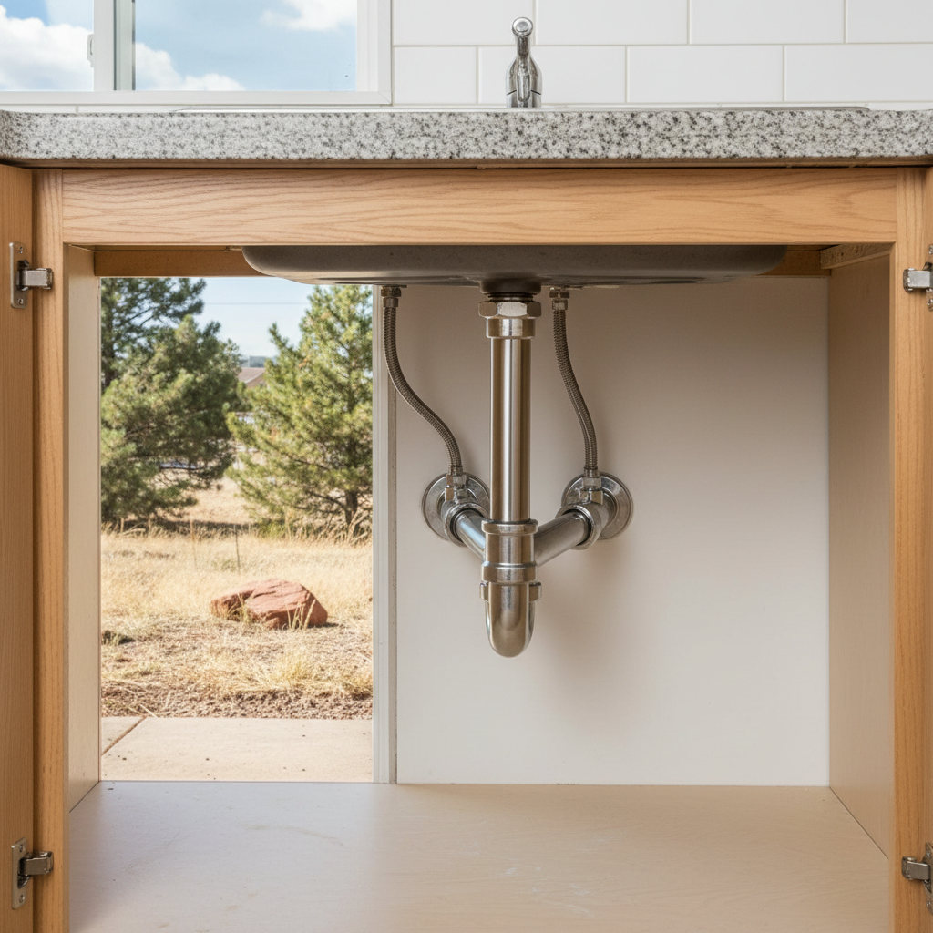 Completed kitchen plumbing work at a residential property in Northglenn, CO