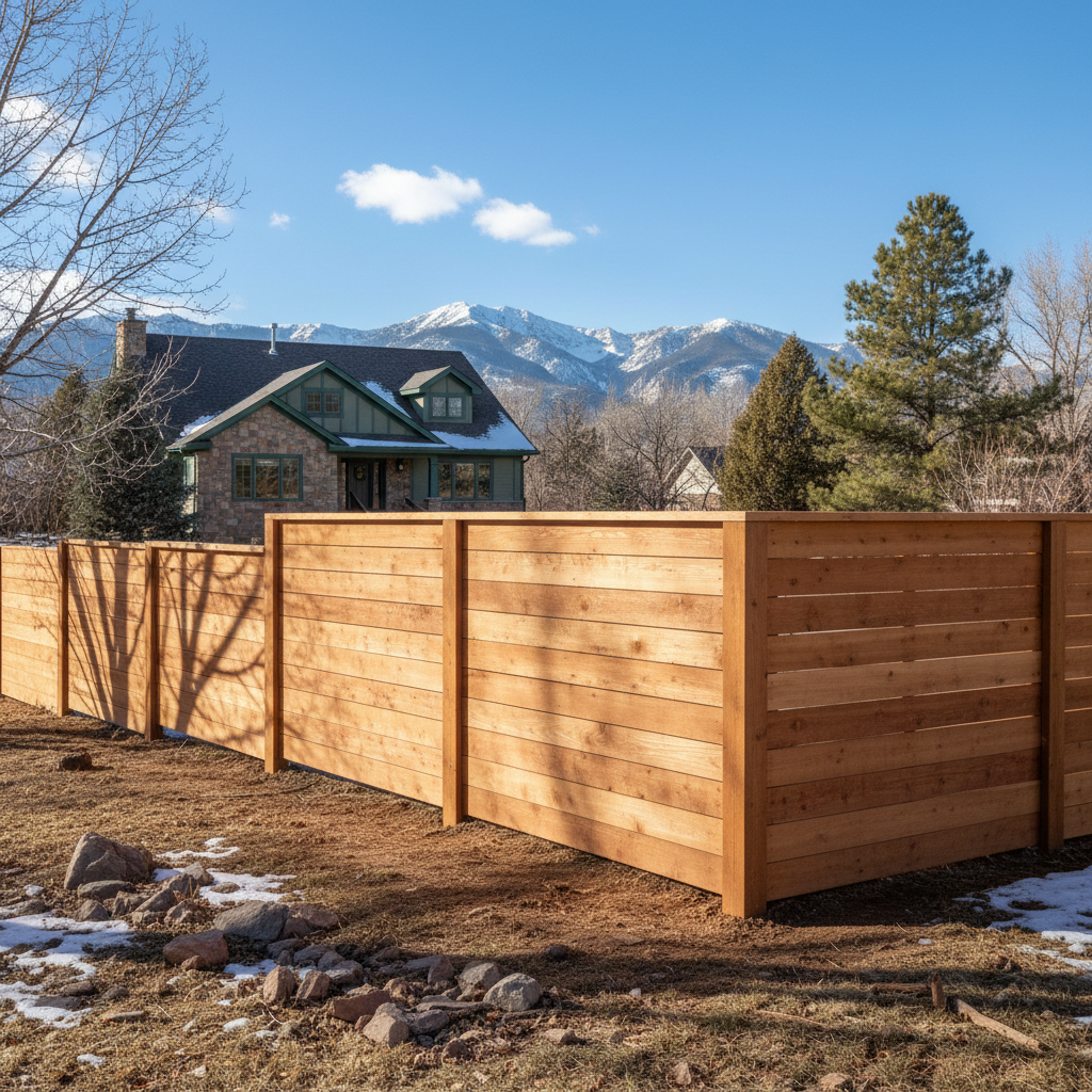 Completed wood fence installation work at a residential property in Boulder, CO