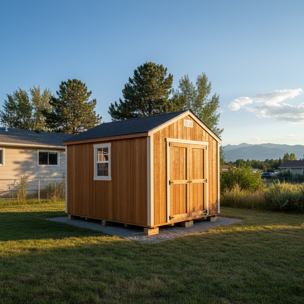 Completed shed delivery and installation work at a residential property in Fort Collins, CO