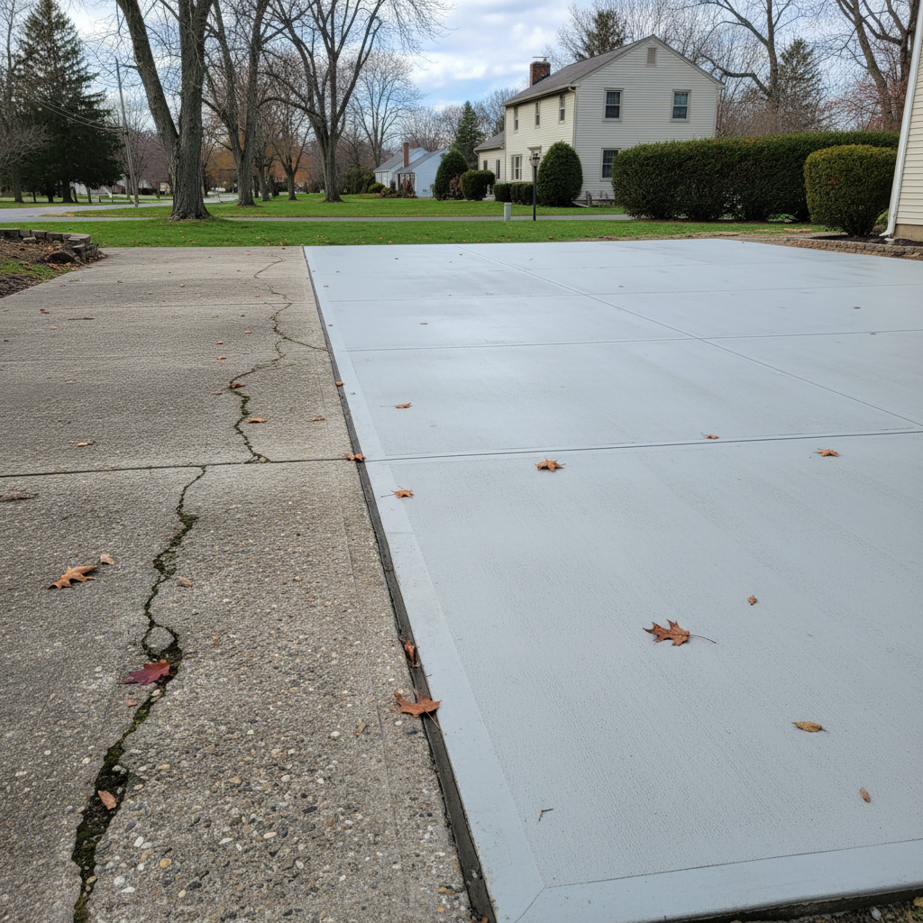 Completed concrete flatwork work at a residential property in Manchester, CT