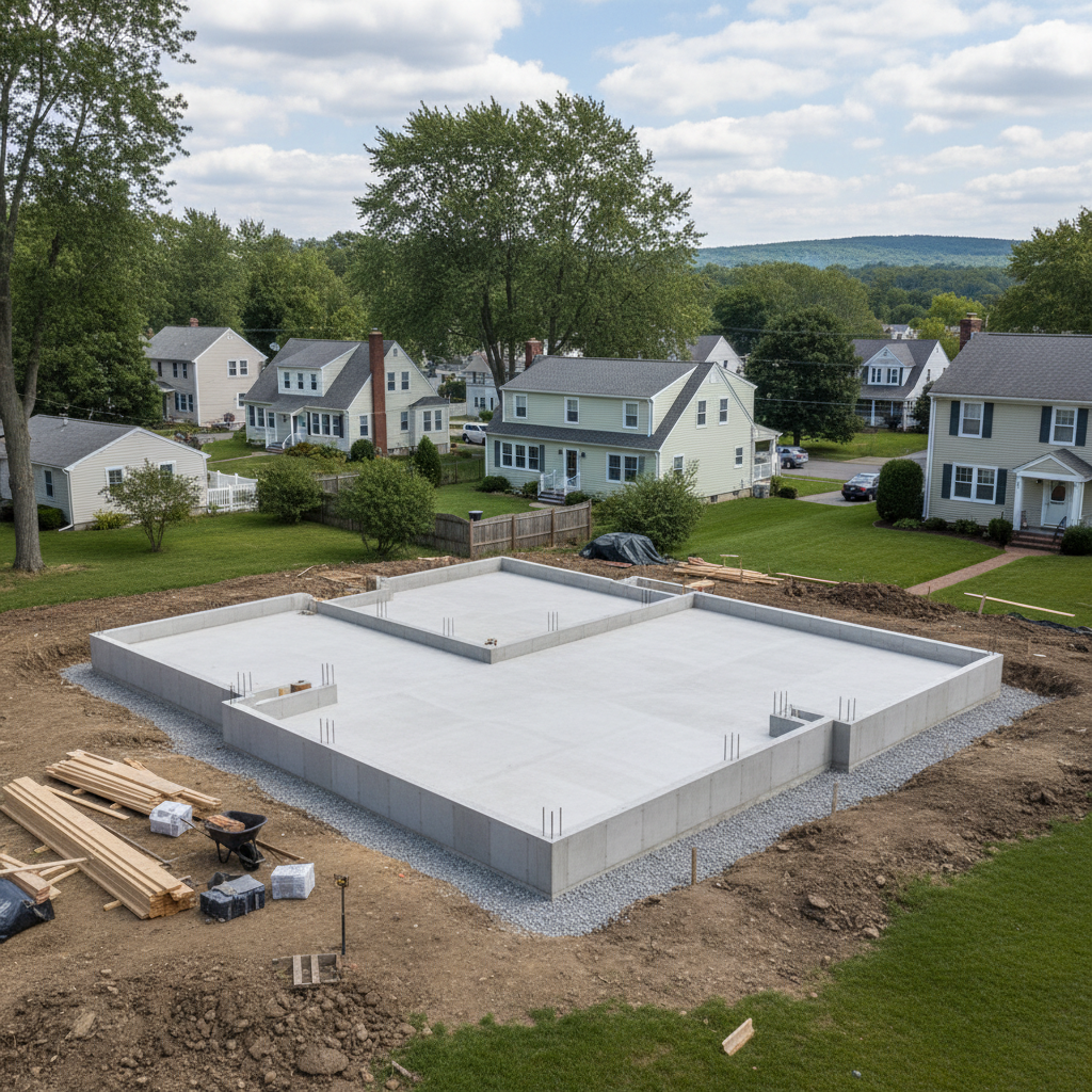 Completed concrete foundations work at a residential property in Hartford, CT