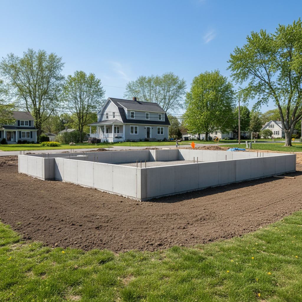 Completed concrete foundations work at a residential property in East Haven, CT