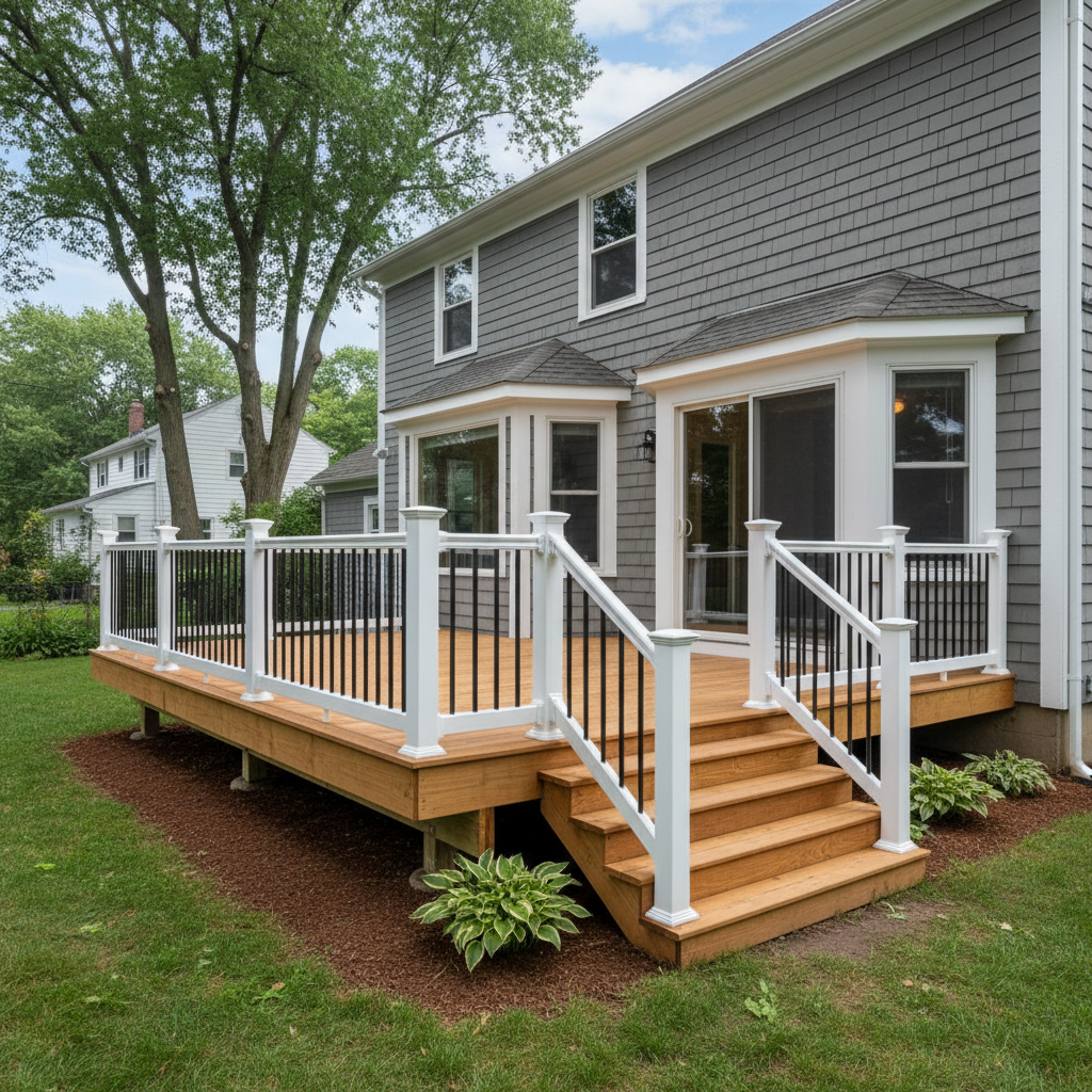Completed deck repair work at a residential property in New Haven, CT