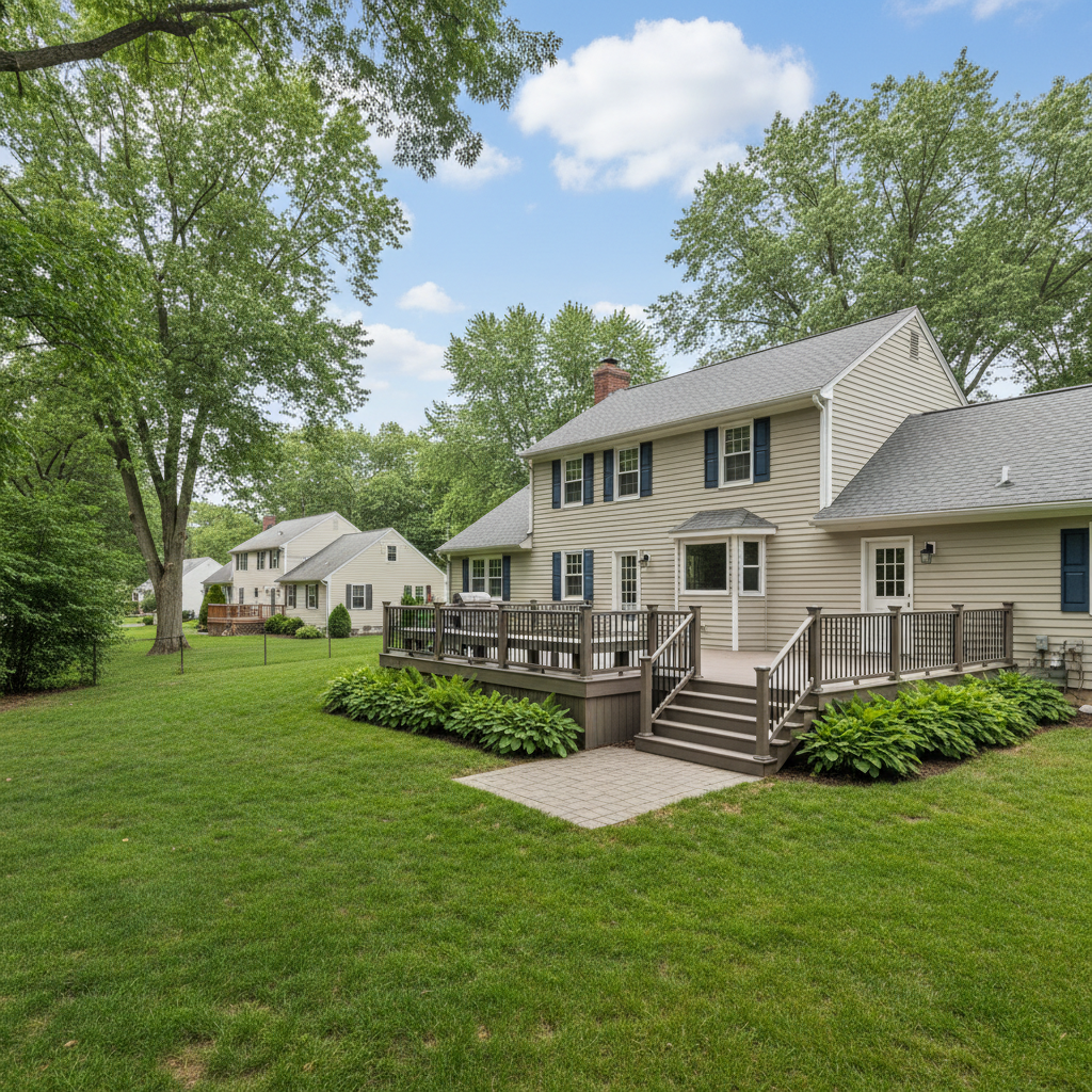 Completed composite decks work at a residential property in Manchester, CT