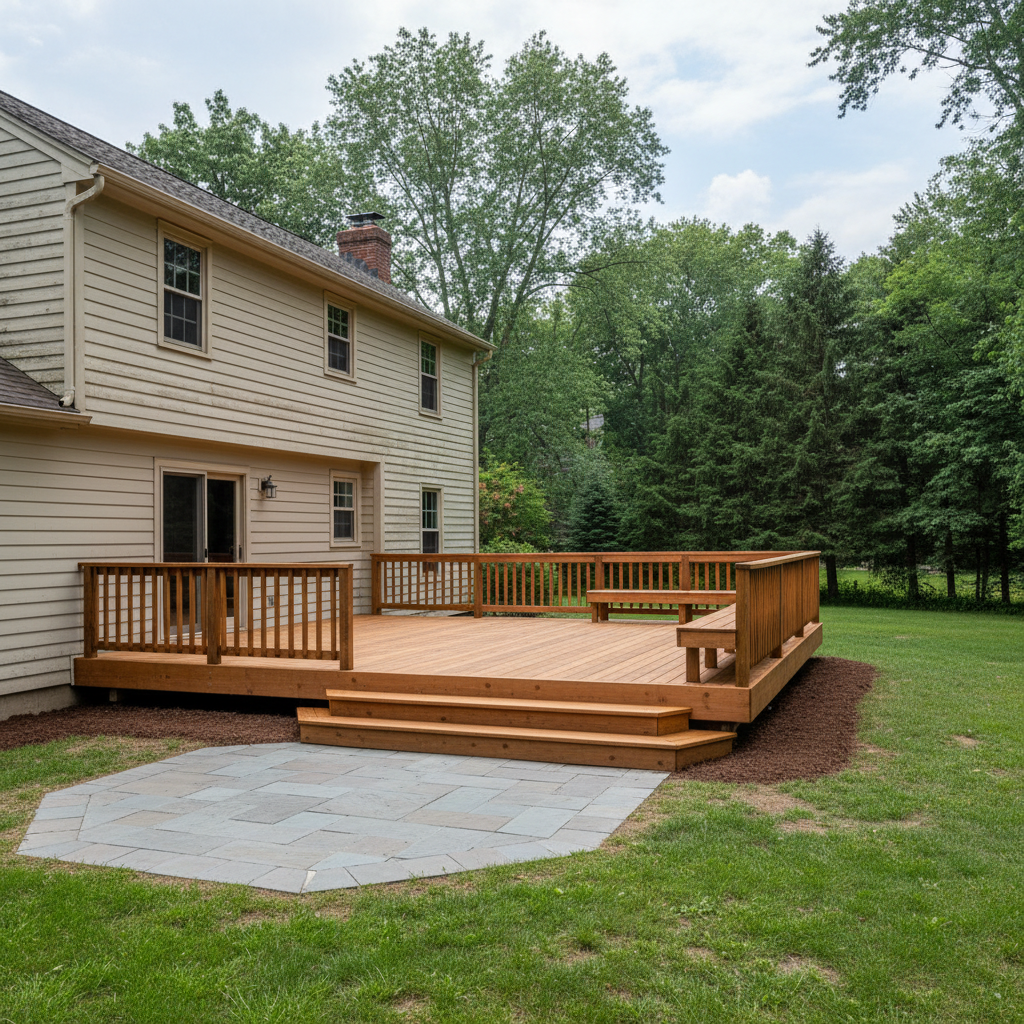 Completed deck repair work at a residential property in Manchester, CT