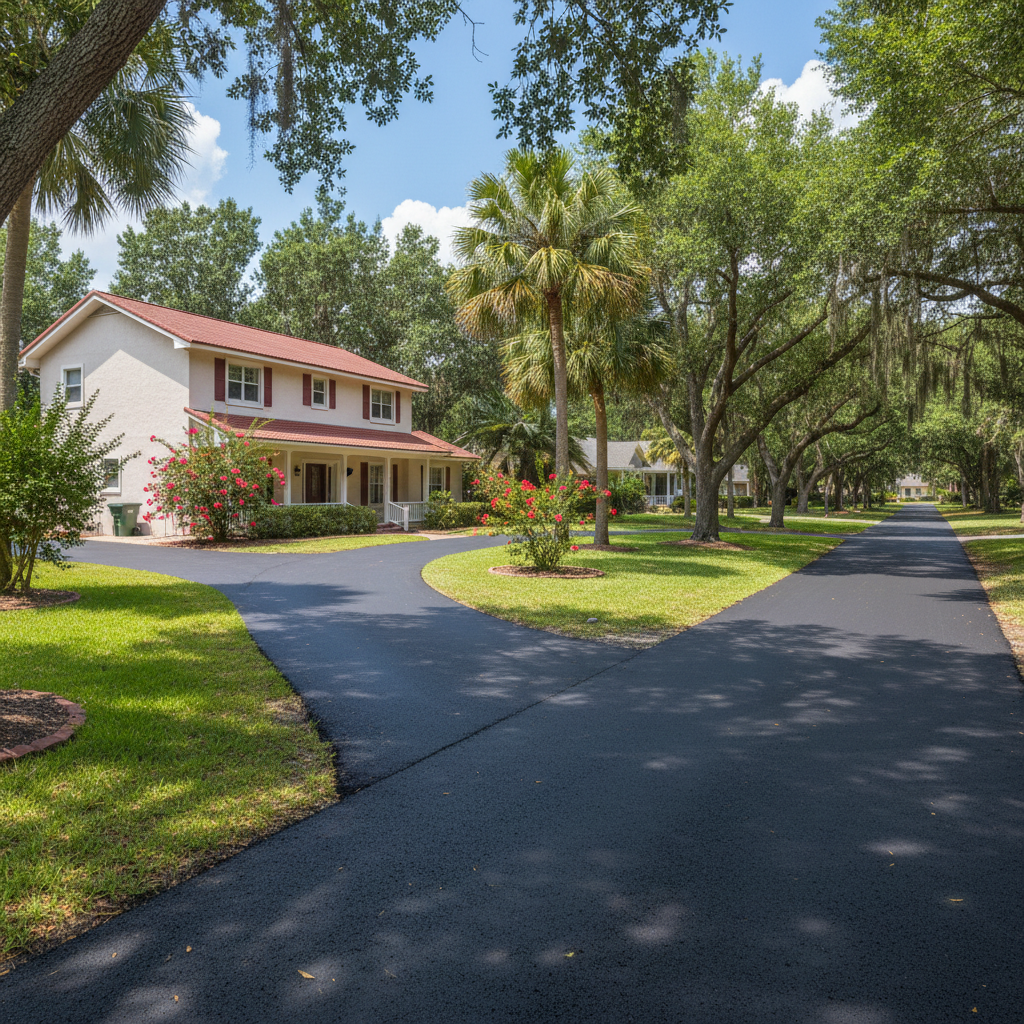 Completed asphalt paving work at a residential property in Jacksonville, FL
