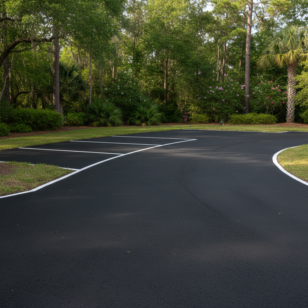 Completed asphalt striping work at a residential property in Jacksonville, FL