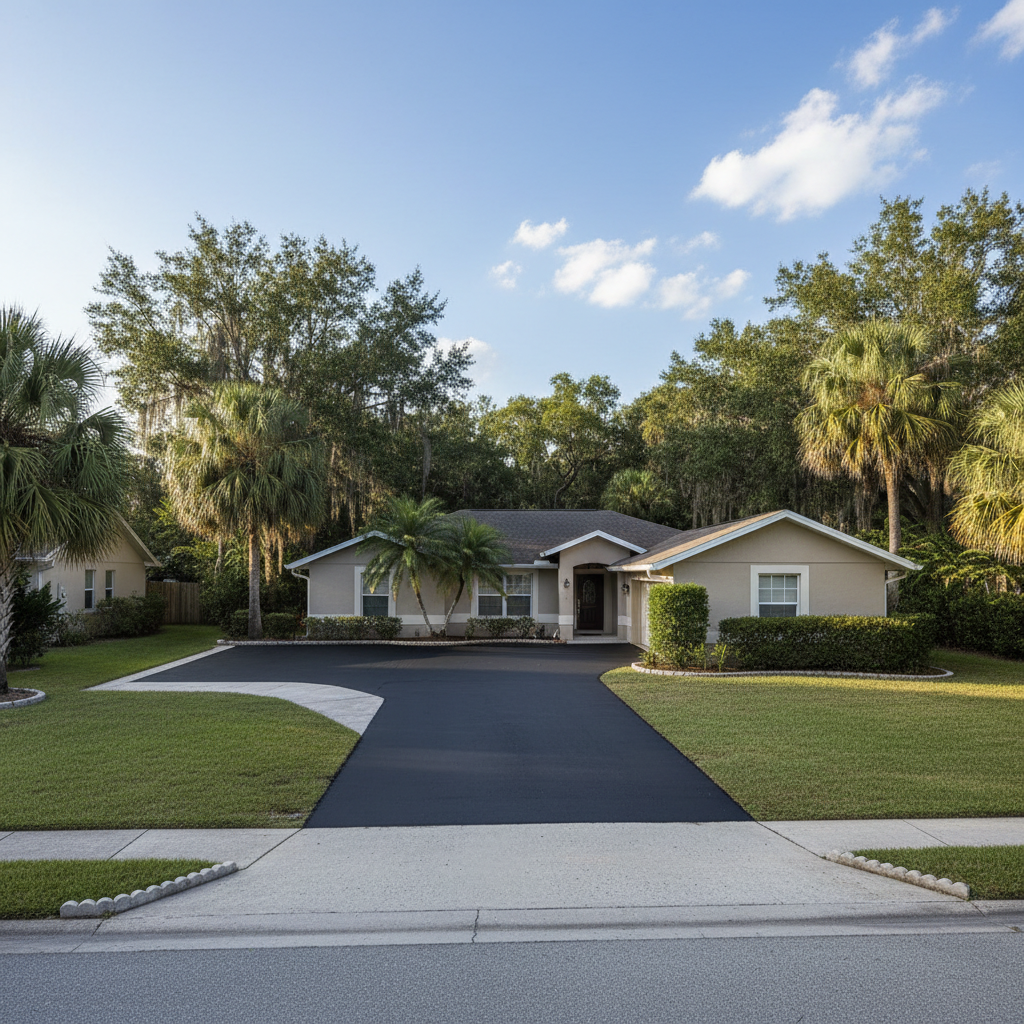 Completed asphalt repair work at a residential property in Jacksonville, FL