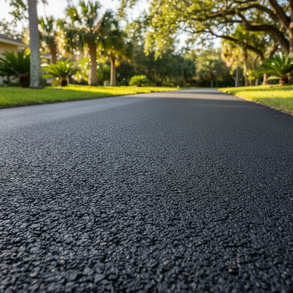 Completed asphalt paving work at a residential property in Daytona Beach, FL