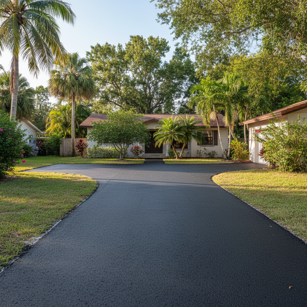Completed asphalt paving work at a residential property in NEW PRT RCHY, FL