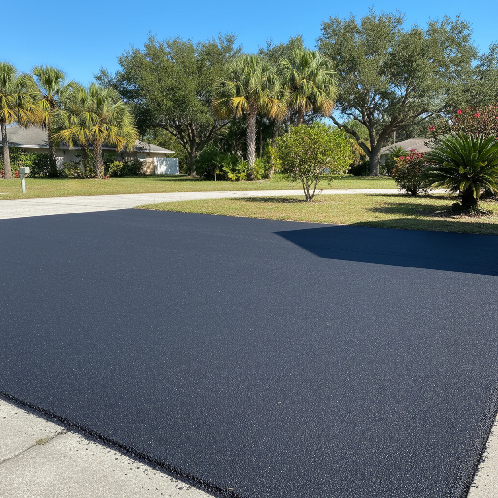 Completed asphalt repair work at a residential property in NEW PRT RCHY, FL