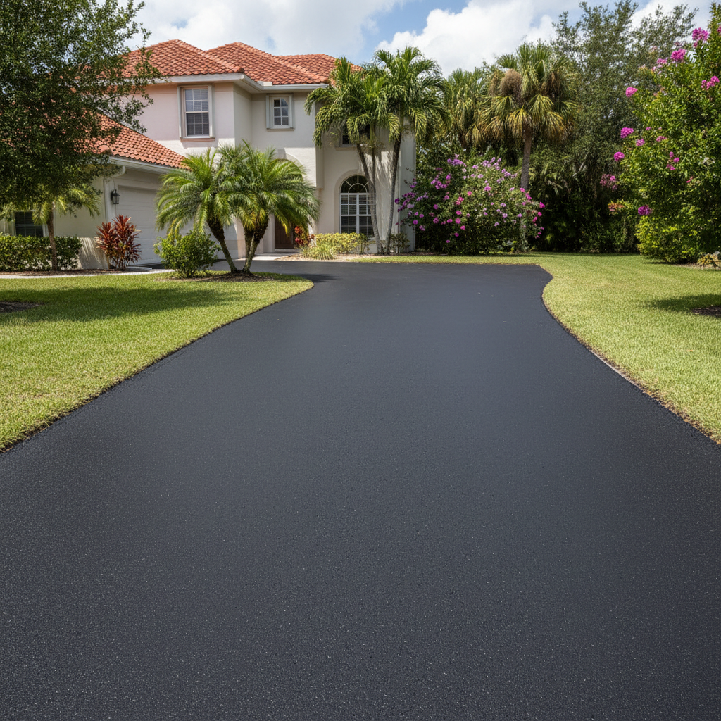 Completed driveway paving work at a residential property in NEW PRT RCHY, FL