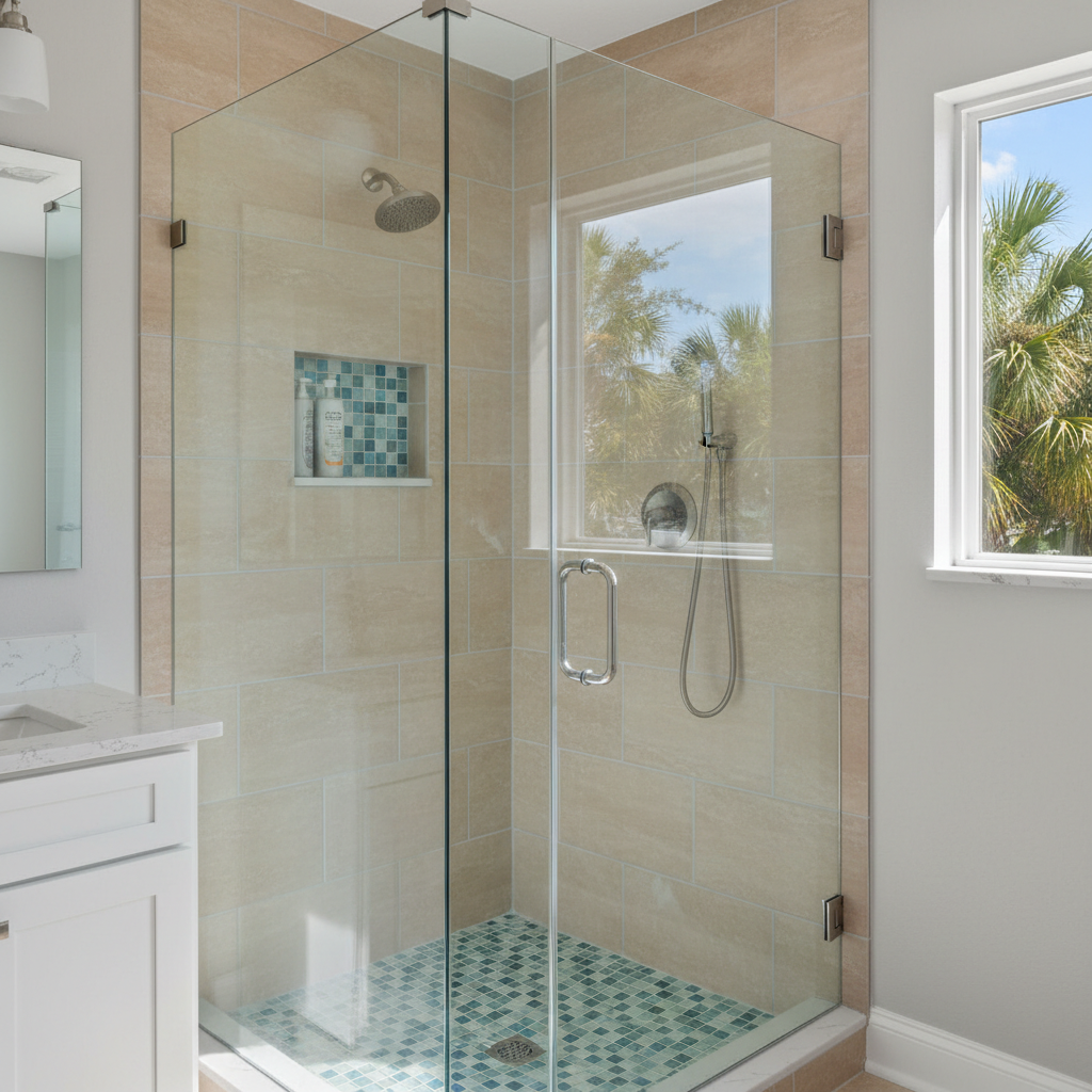 Completed shower replacement work at a residential property in Panama City, FL