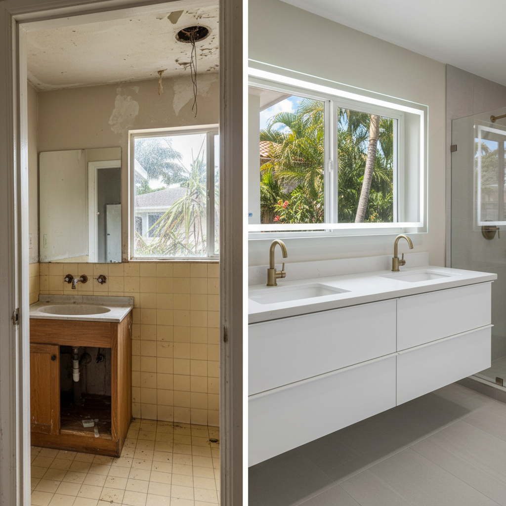 Completed vanity and sink installation work at a residential property in Panama City, FL