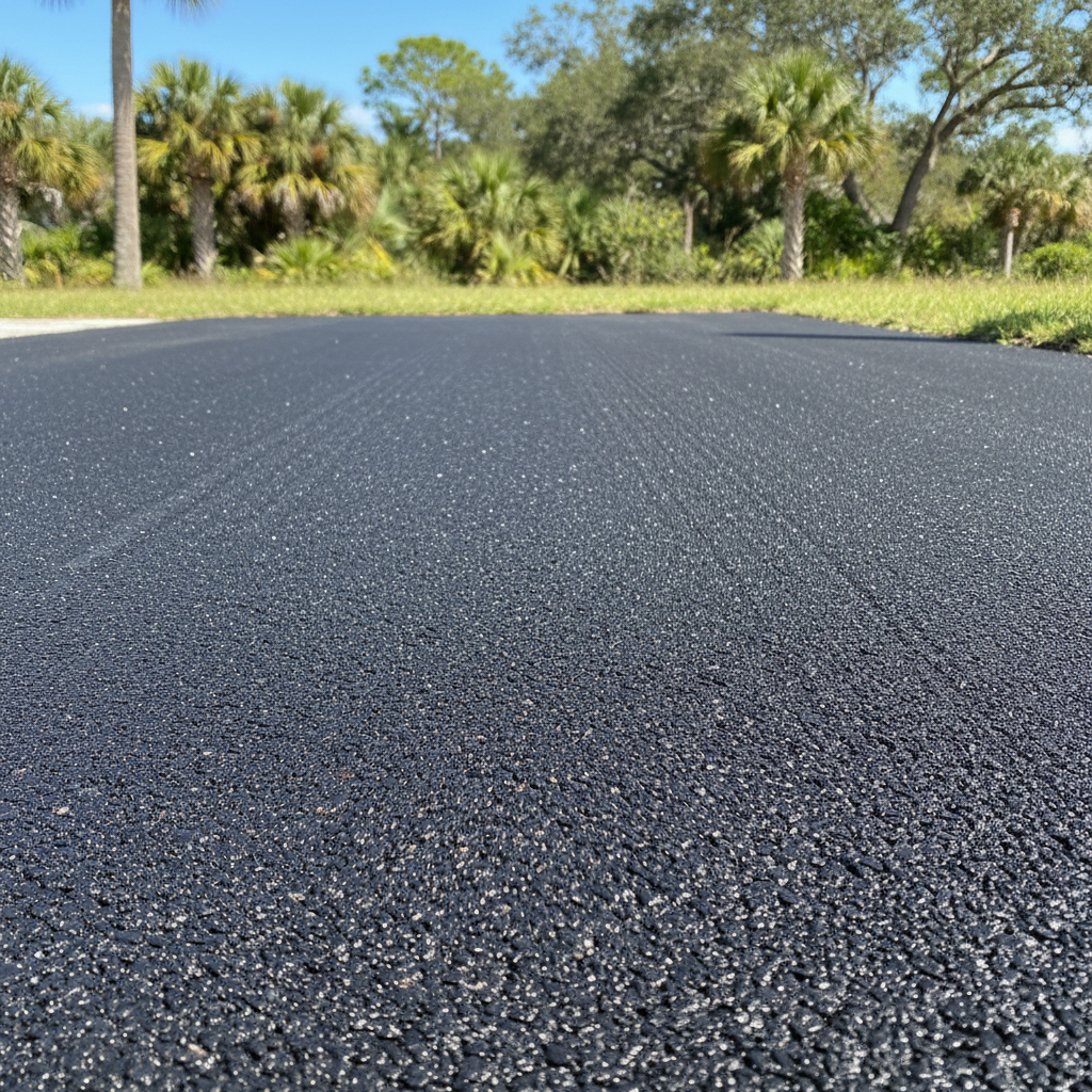 Completed parking lot paving work at a residential property in Daytona Beach, FL