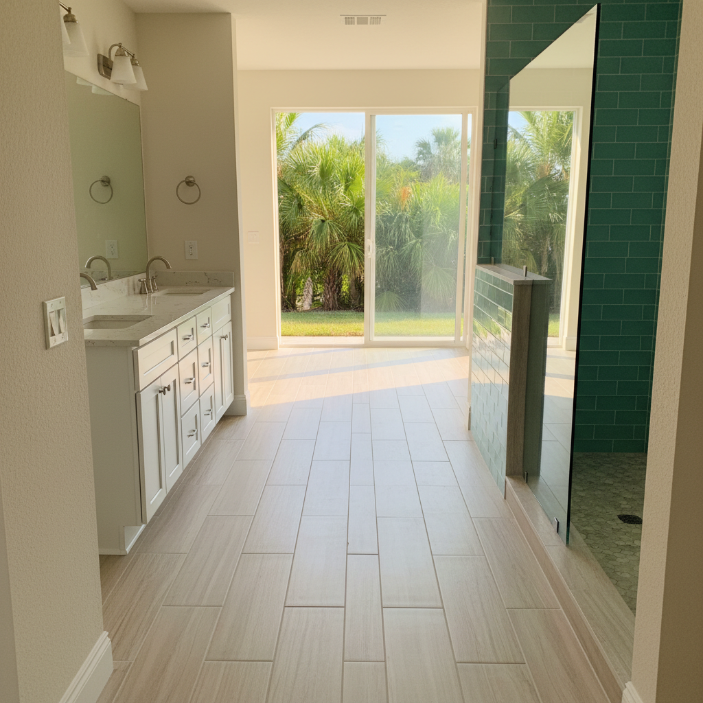 Completed tile and flooring installation work at a residential property in Panama City, FL