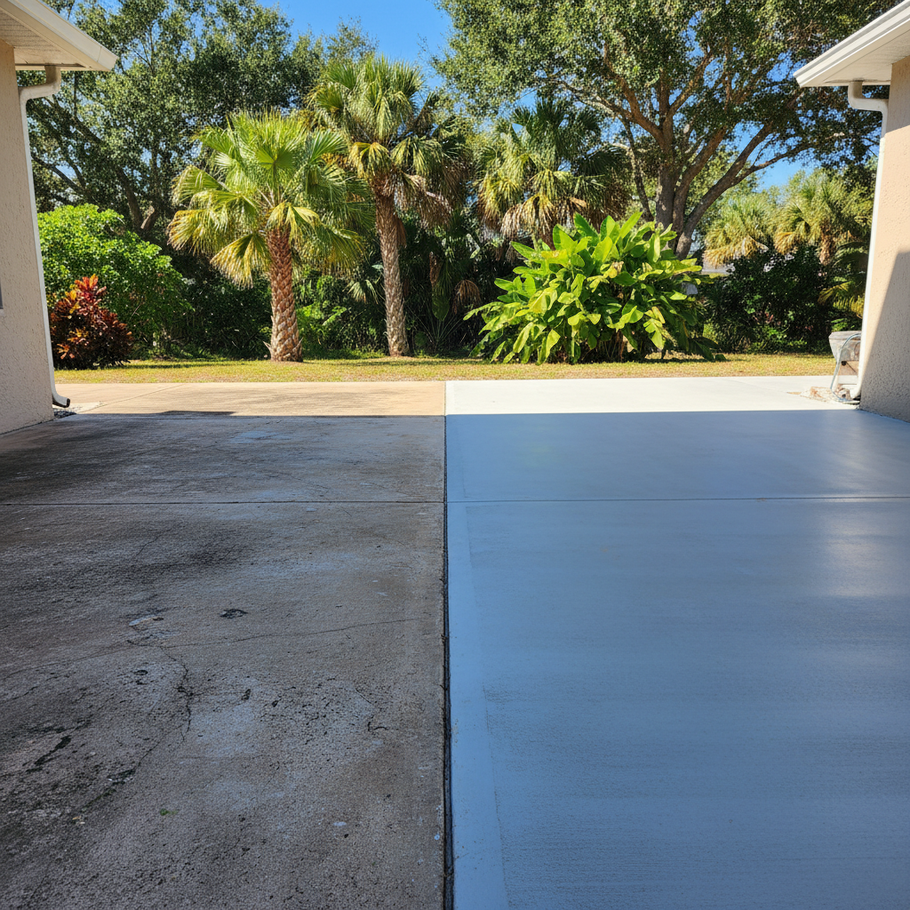 Completed concrete repair work at a residential property in Lehigh Acres, FL