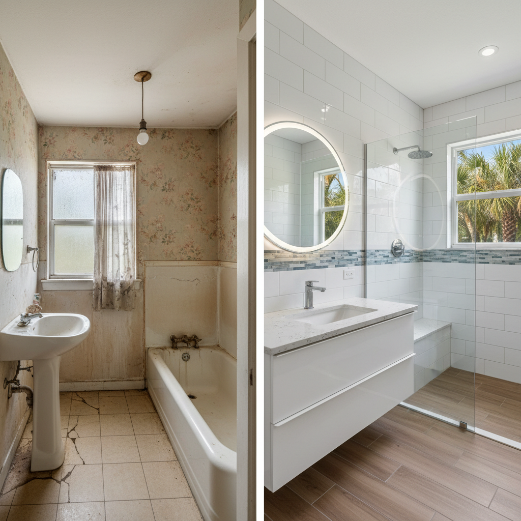 Completed bathroom remodel work at a residential property in Panama City, FL