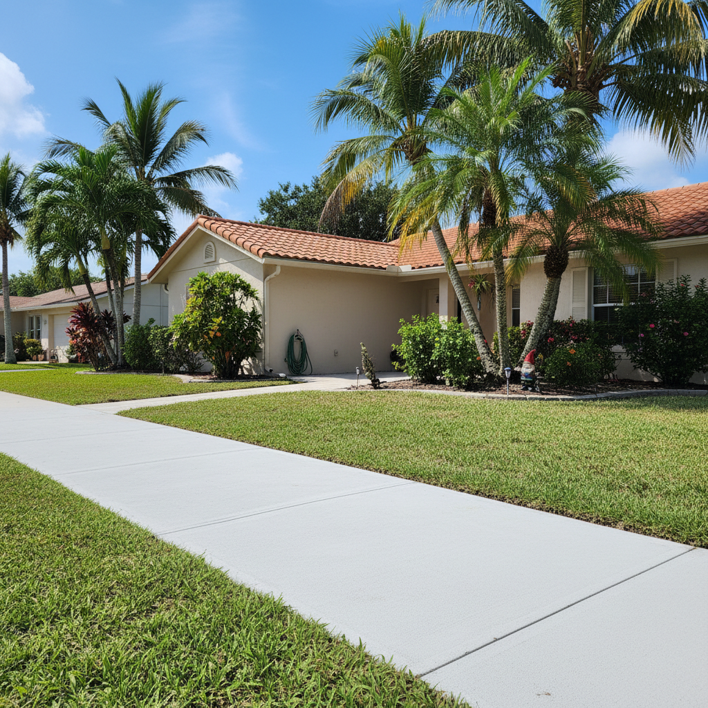 Completed concrete repair work at a residential property in Miramar, FL