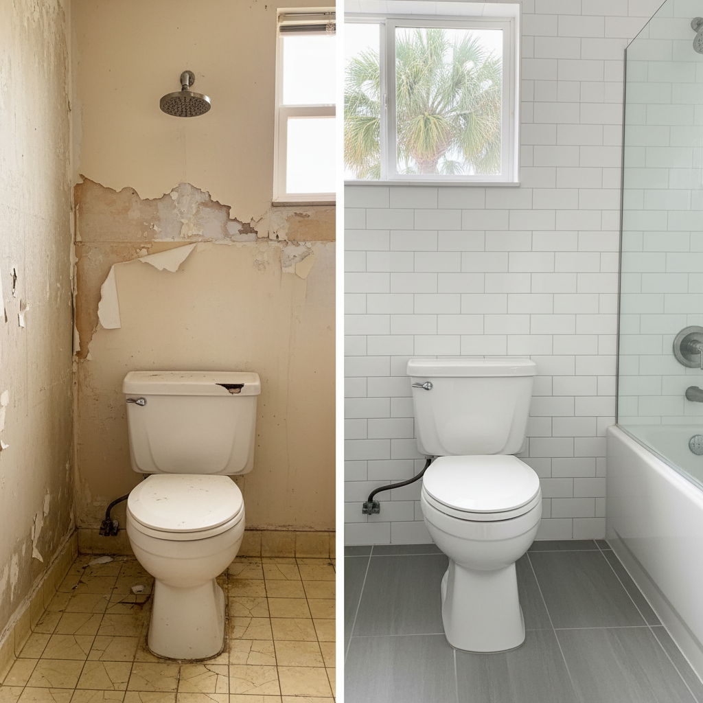 Completed toilet installation work at a residential property in Panama City, FL