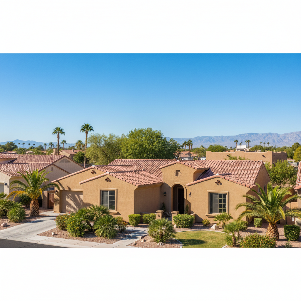 Completed stucco installation work at a residential property in Las Vegas, NV