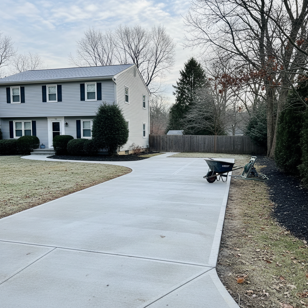 Completed concrete repair work at a residential property in Toms River, NJ