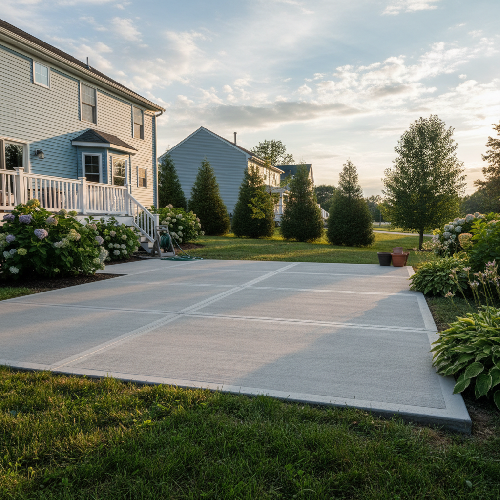 Completed concrete patios work at a residential property in Oceanport, NJ