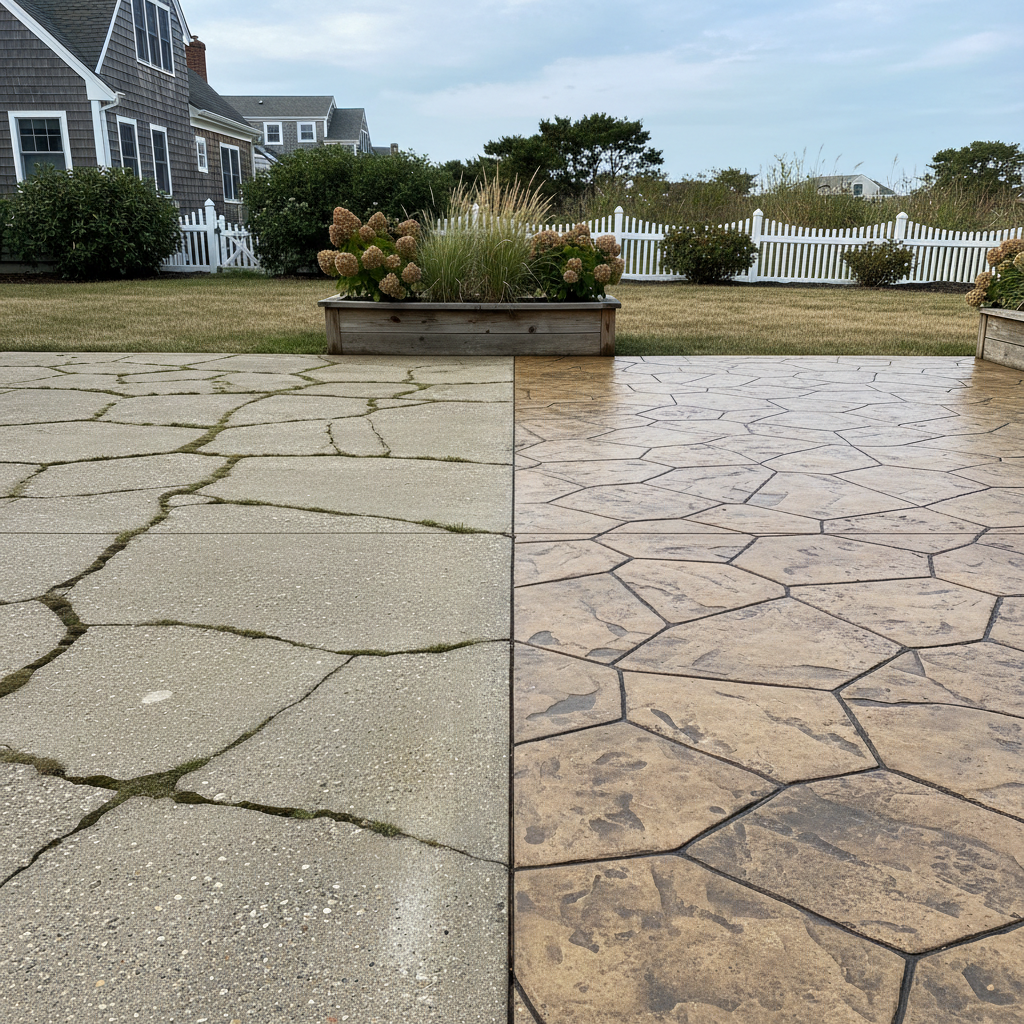 Completed decorative concrete work at a residential property in Oceanport, NJ