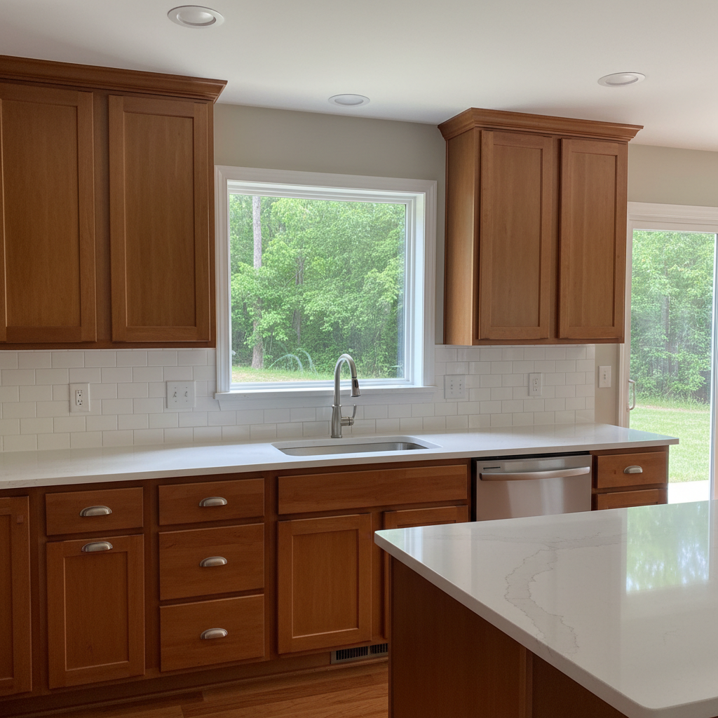 Completed finish application & staining work at a residential property in Fayetteville, NC