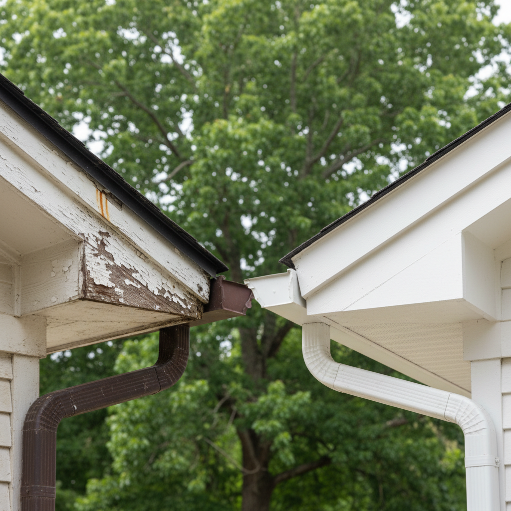 Completed soffit repair work at a residential property in Chapel Hill, NC
