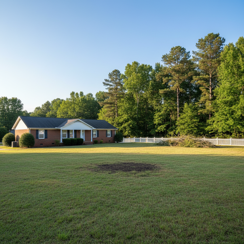 Completed yard waste removal work at a residential property in Fayetteville, NC