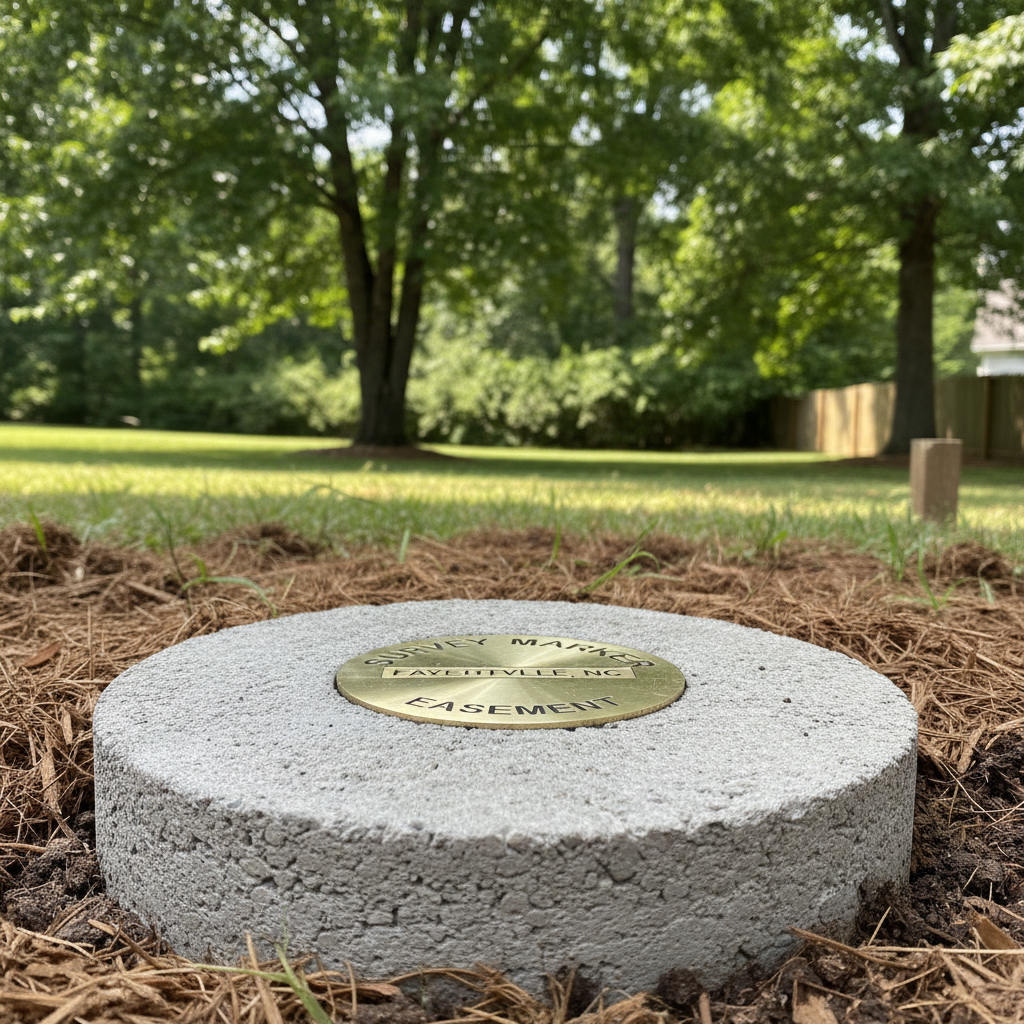 Completed easement surveys work at a residential property in Fayetteville, NC