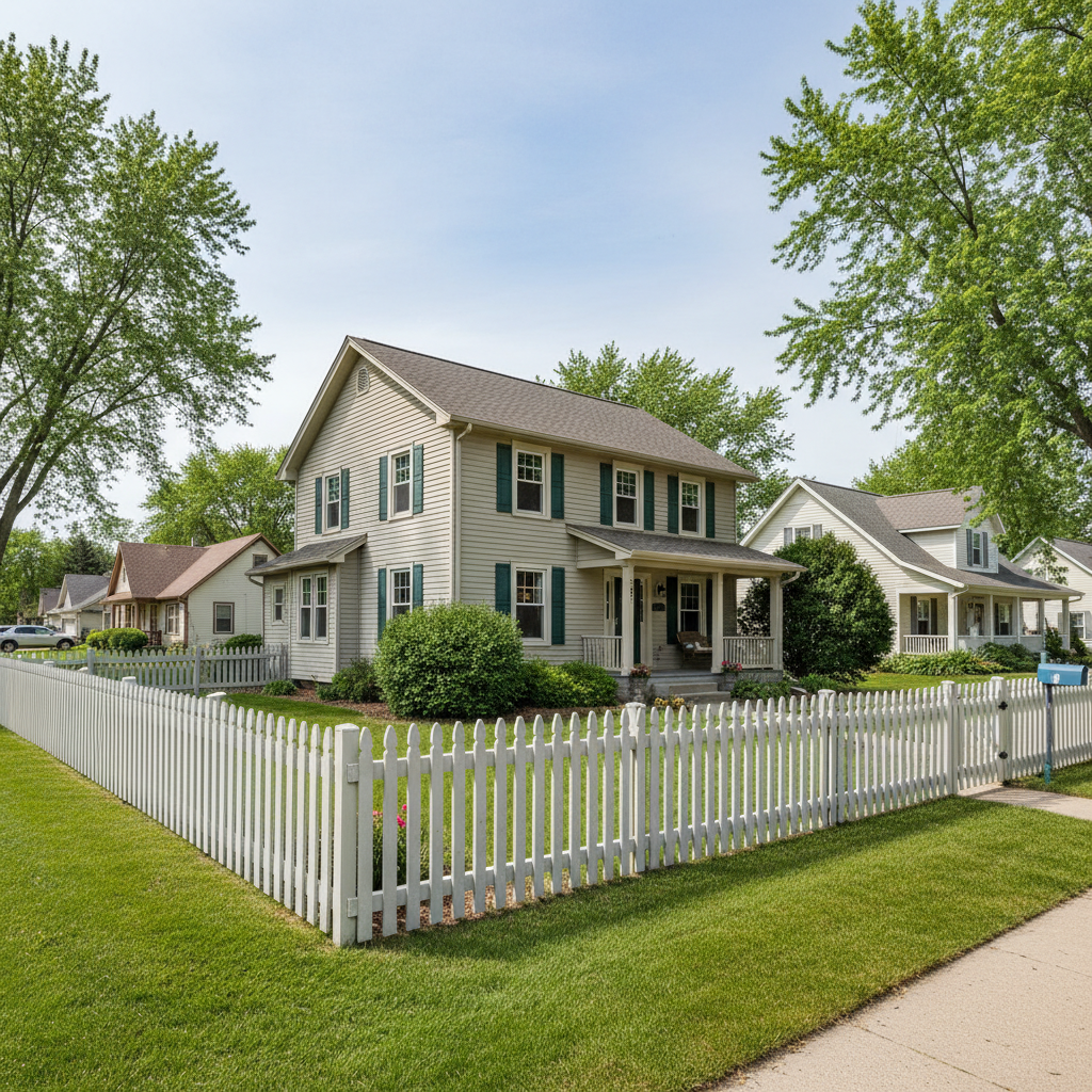 Completed fence painting work at a residential property in Fargo, ND