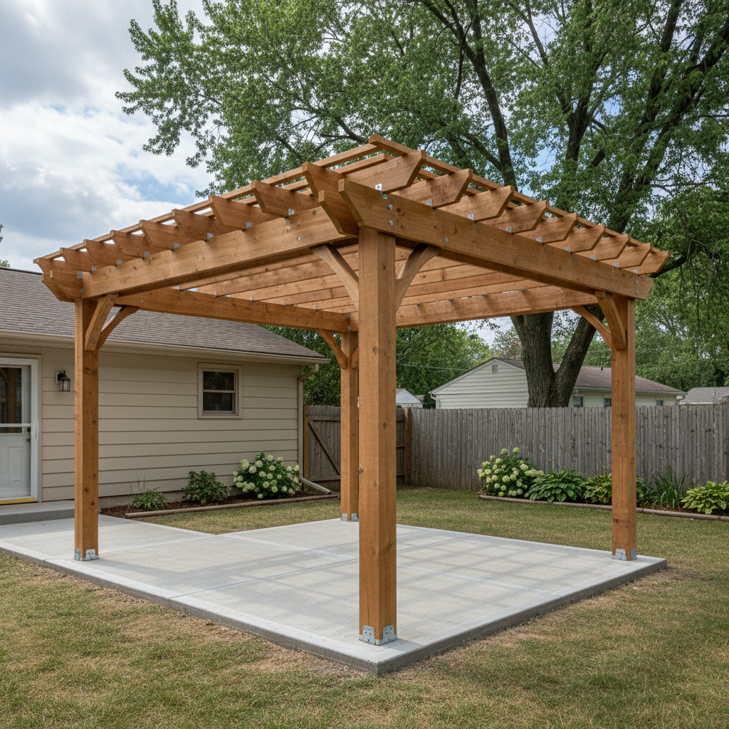 Completed pergola construction work at a residential property in Toledo, OH