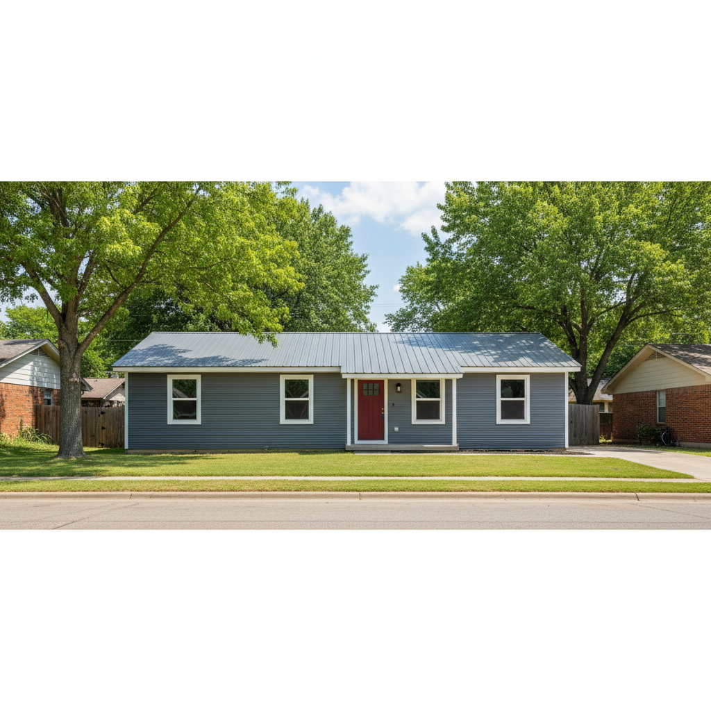 Completed metal siding work at a residential property in Moore, OK