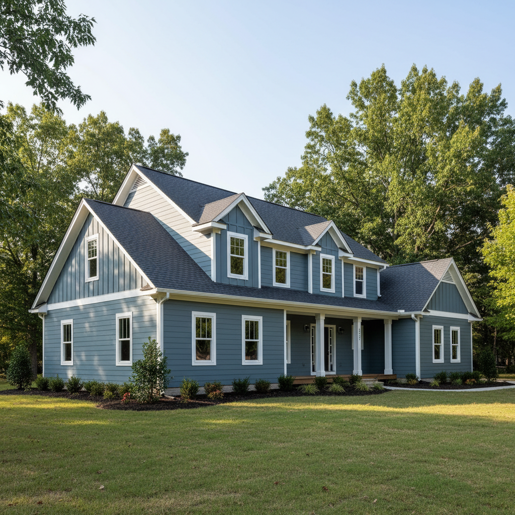 Completed siding installation work at a residential property in Moore, OK