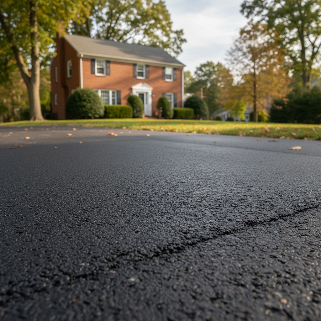 Completed asphalt repair work at a residential property in Folcroft, PA