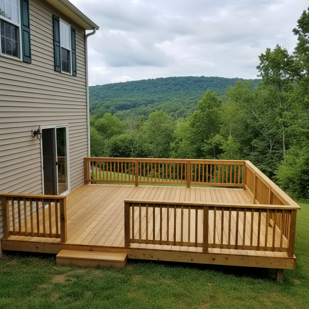 Completed deck construction work at a residential property in Birdsboro, PA