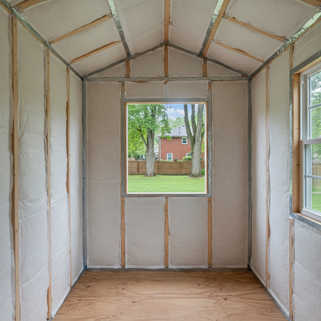 Completed shed insulation work at a residential property in Philadelphia, PA
