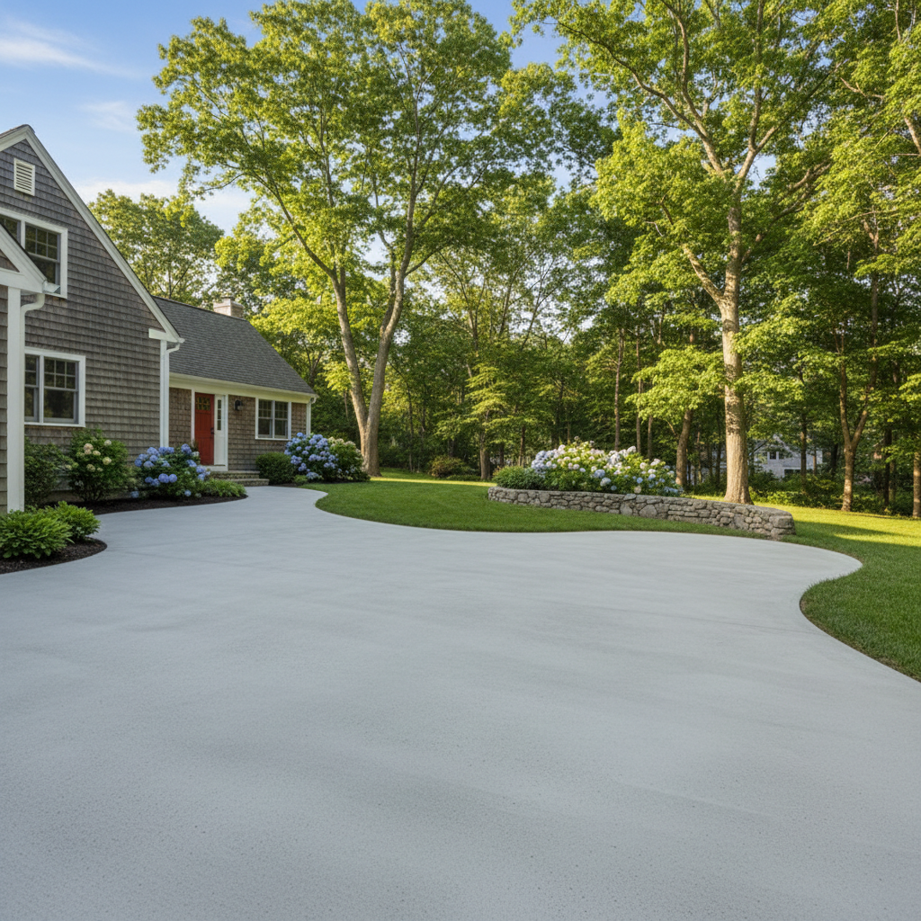 Completed concrete patios work at a residential property in Barrington, RI