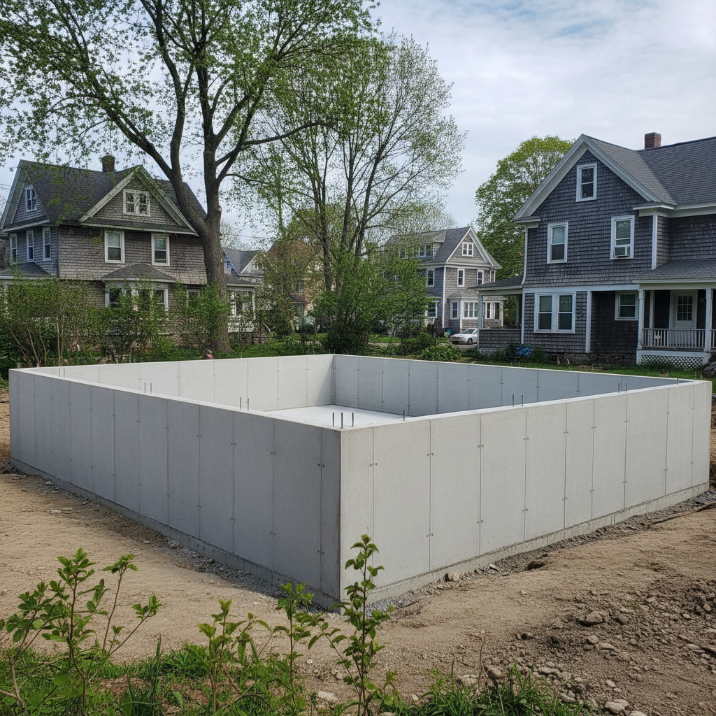 Completed concrete foundations work at a residential property in Providence, RI
